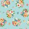 Fabric Poppie Cotton Blue Bouquet Flower Market by the Quarter Yard FM25402